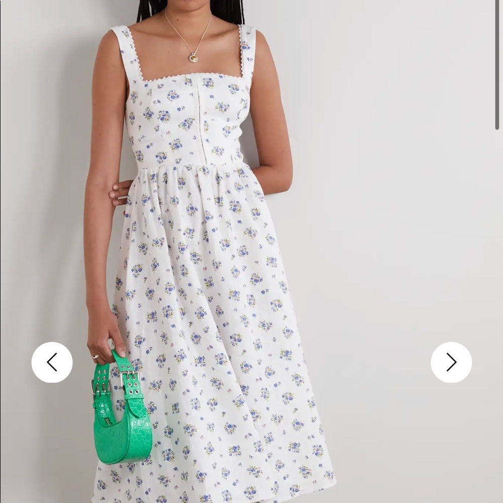 Reformation Tagliatelle floral linen midi Dress